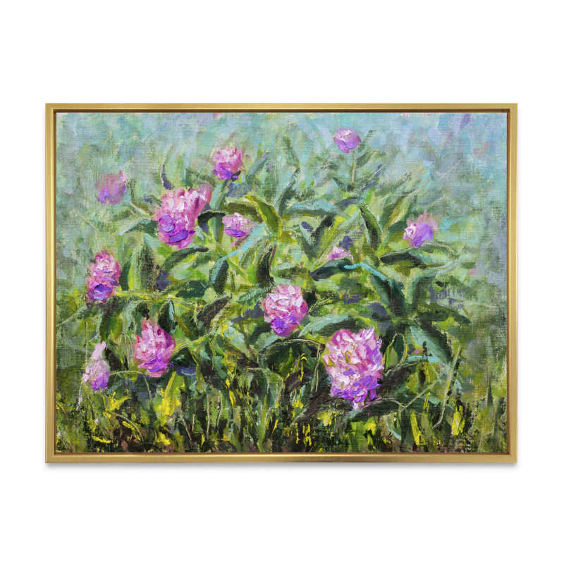 «Purple Rose Flower Bouquet», reproduction sur toile flottante, H 8 po x l 12 po x P 1 po, Cadre flottant doré