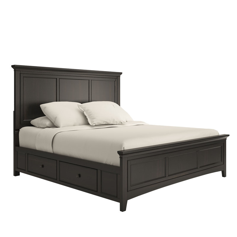 Lit plateforme avec rangement Melfa, Noir antique, Grand