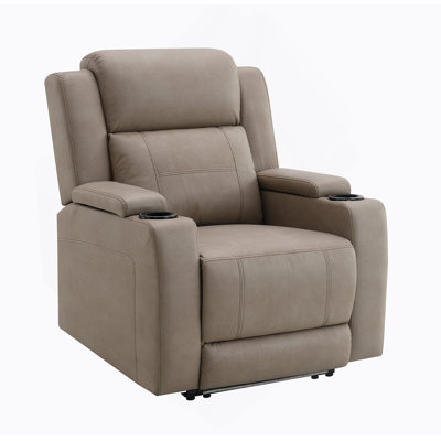 Camel Leather Aire Power Motion Recliner W/Cup Holder