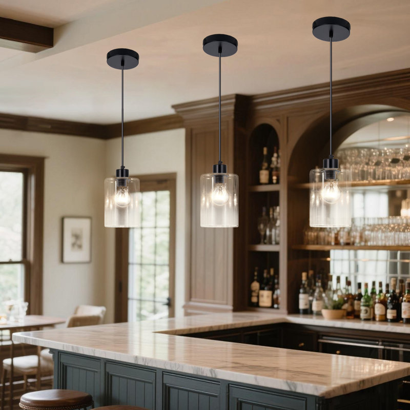Modern 3-light Black Pendant Lighting With Clear Glass Shades And Adjustable Cords – Perfect For Kitchen Island Or Dining Room