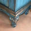 Banc de rangement bleu en bois manufacturé
