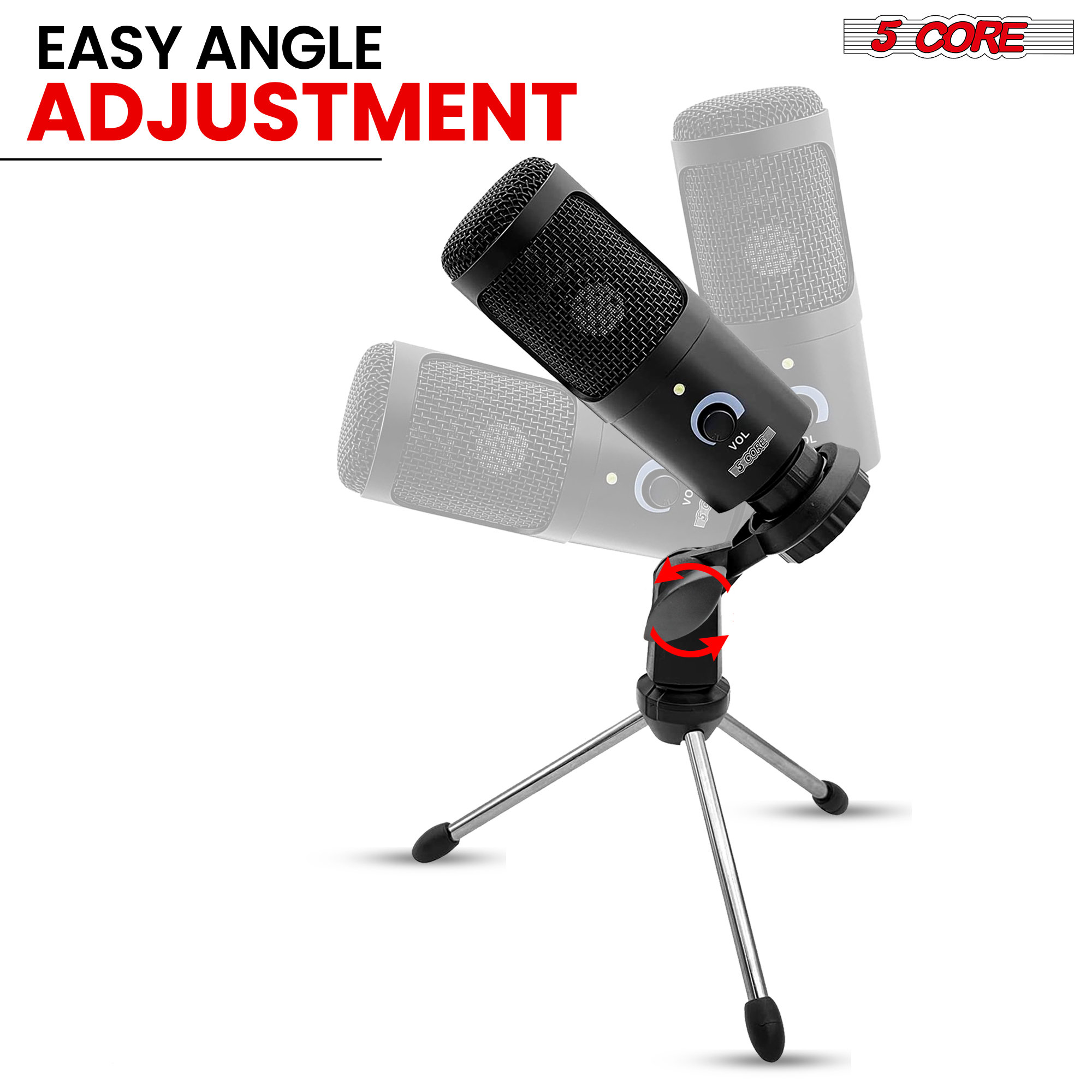 5 Core Recording Microphone Podcast Bundle w Condenser Mic Desk Stand