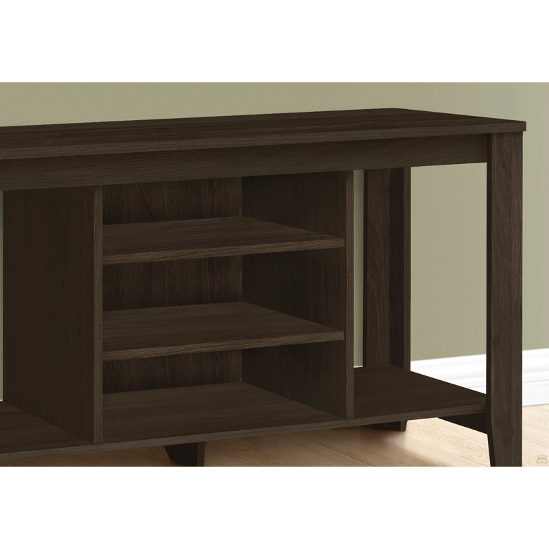 Meuble télé, console de 48 po, meuble multimédia, tablettes de rangement, Espresso