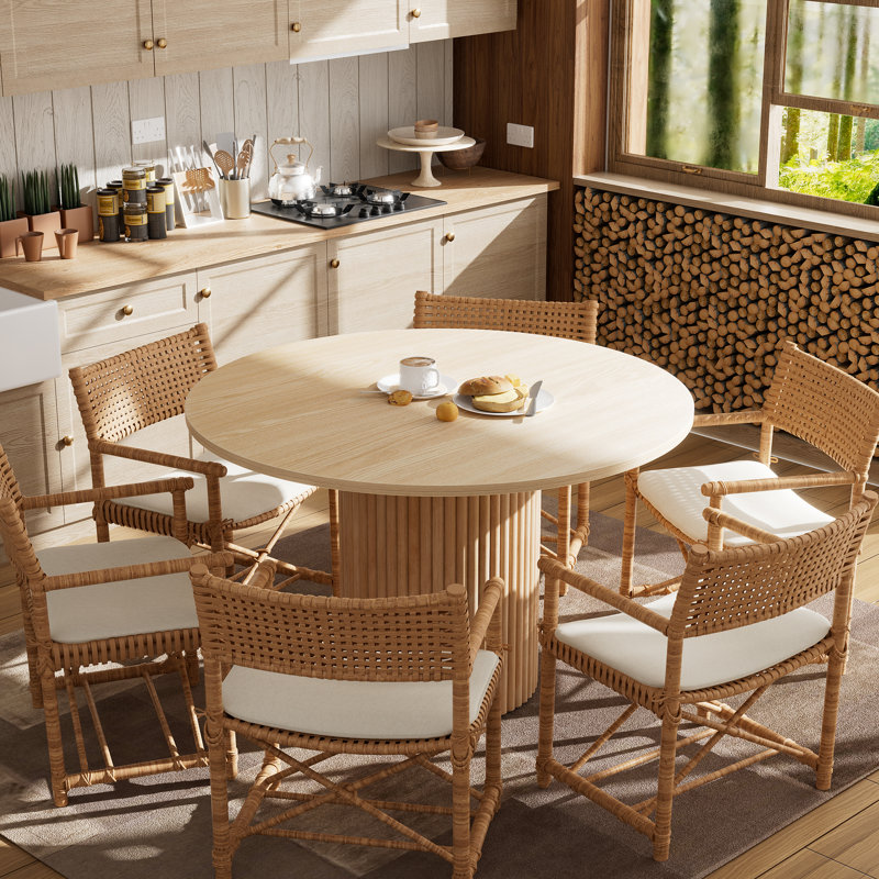Round Solid Wood Dining Table for 1-6 | Latitude Run®