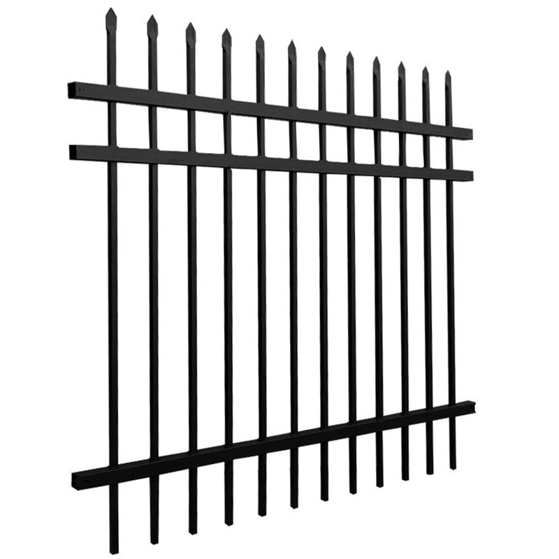 ALEKO 64-Foot Black Steel 8-Panel Straight Top Fence Kit