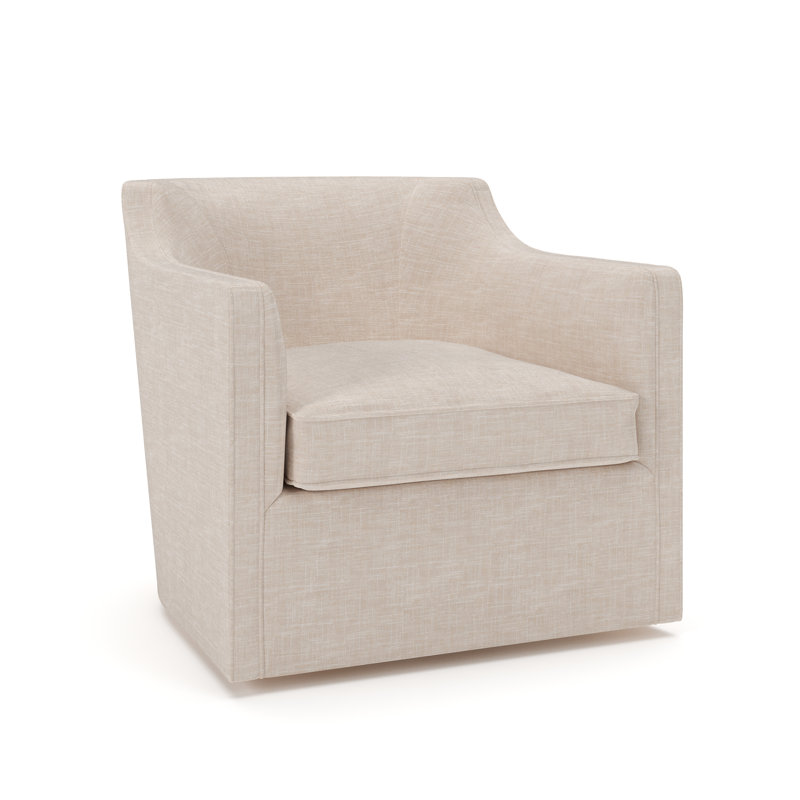 Fauteuil pivotant rembourré Marietta, Mélange de lin performance sable Lena