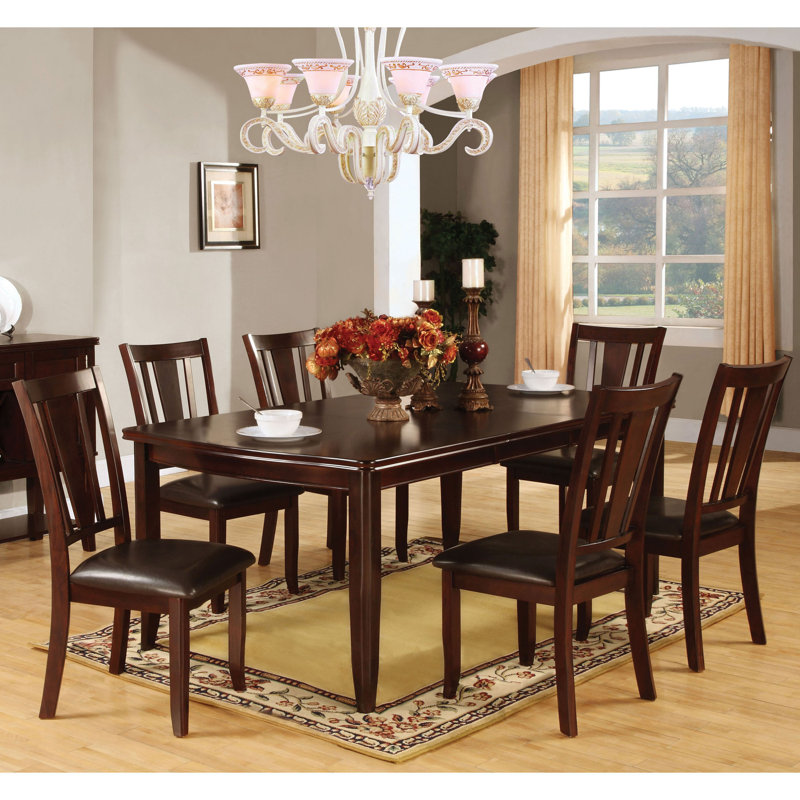Bransford 7-Piece Extendable Dining Table Set, 7 Pieces: Table, 6 Chairs