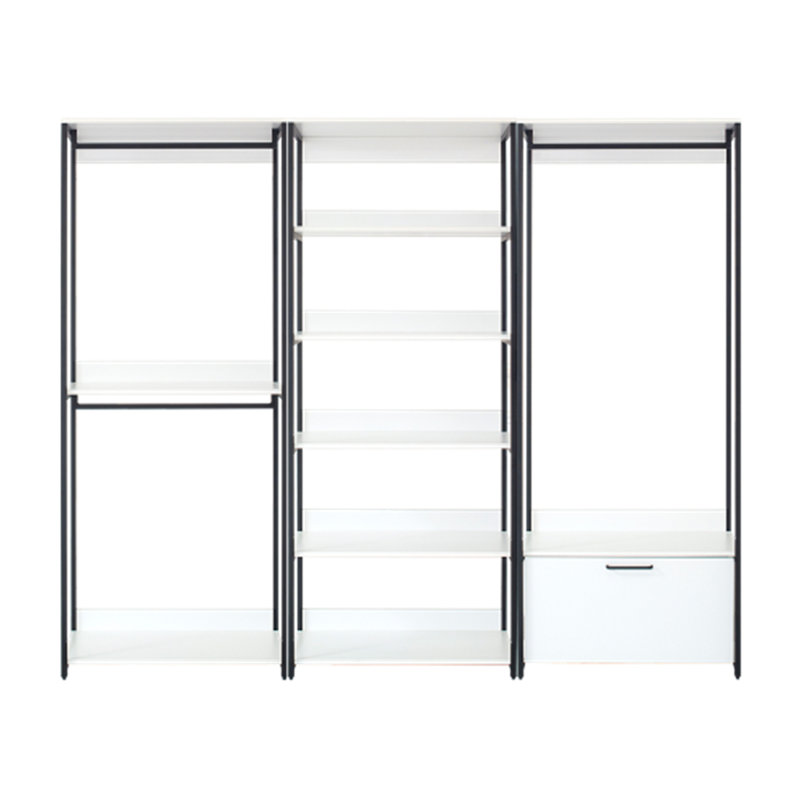 Système d'organisation sur pied en bois blanc avec cadre en métal Fiona