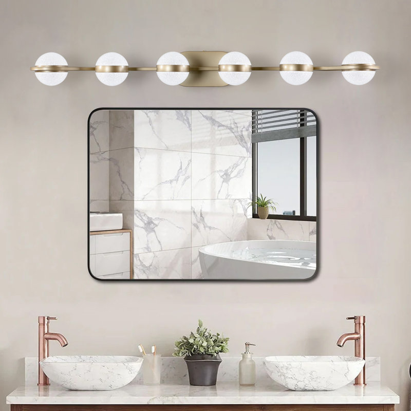 Éclairage pour meuble-lavabo avec 6 ampoules DEL, Or brossé