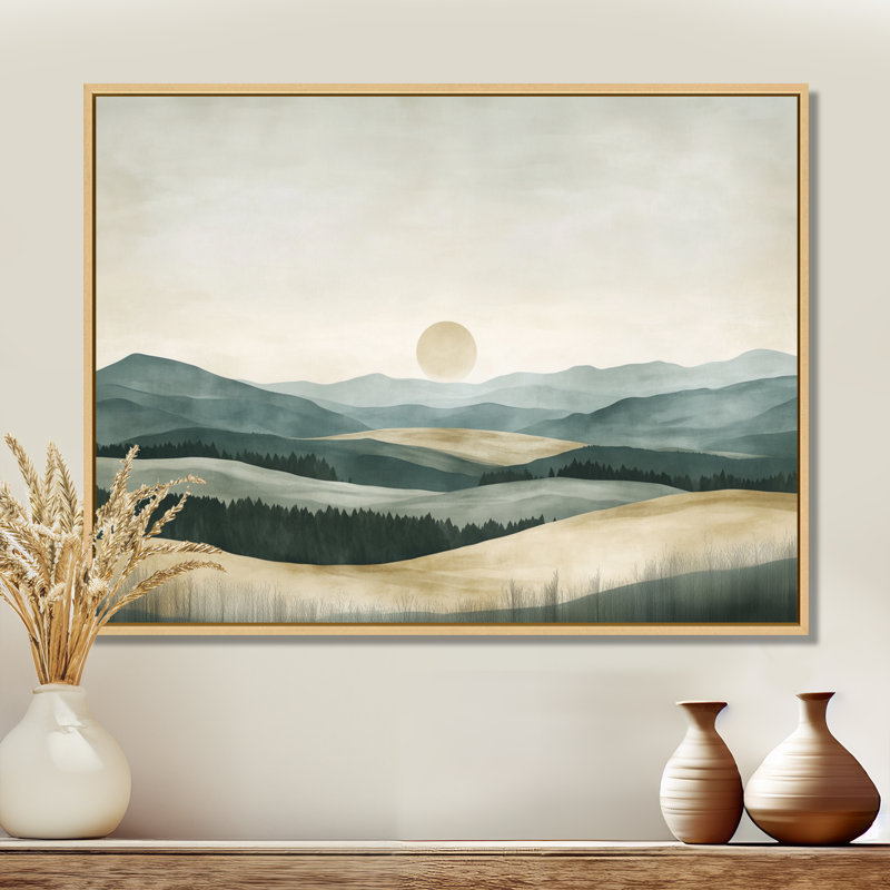 «Minimal Country Horizon II», décoration murale en toile rustique grise, H 34 po x l 44 po, Cadre naturel flottant