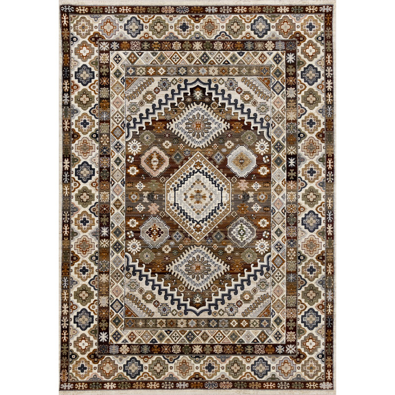 Tapis rouge rustique traditionnel Marranda, Rectangle 7 pi 10 po x 10 pi 2 po