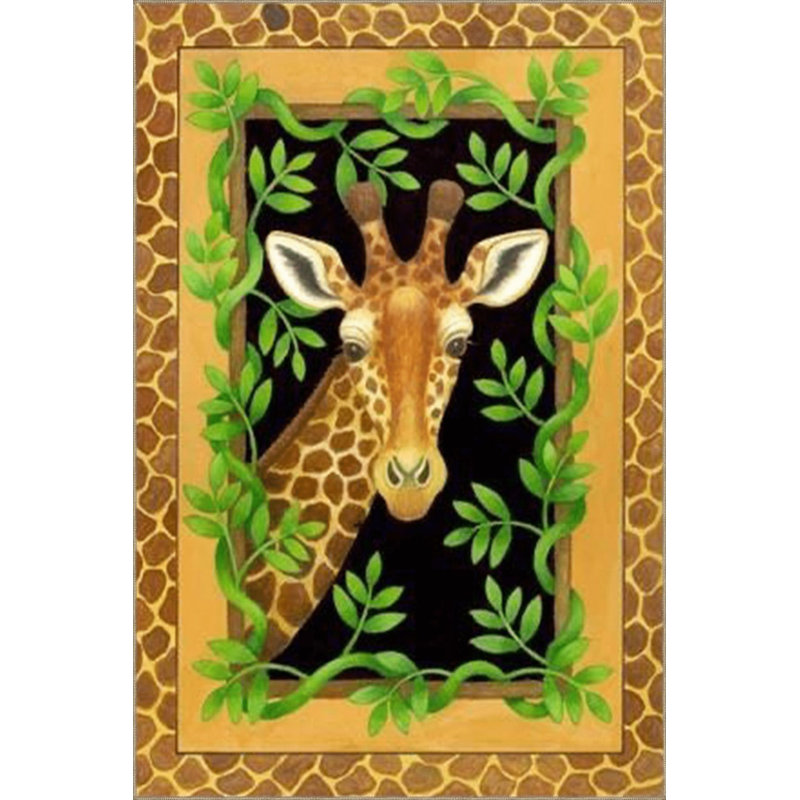 Beige Giraffe and Ivy Pattern Creative Modern Decorative Machine Washable Area Rug, Runner 3'3" x 6'7"