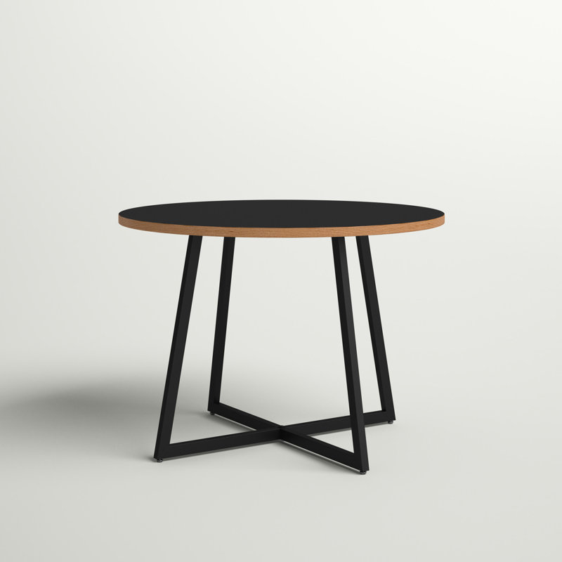Carpi Round Metal Base Dining Table, 30" H x 42" L x 42" W, Brown