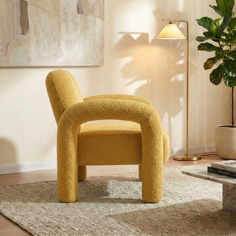 Fauteuil avec coussin moelleux, Jaune