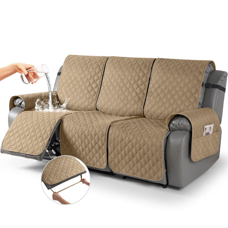Housse pour fauteuil inclinable et imperméable Wildee, Microfibre chameau, 3 Seat