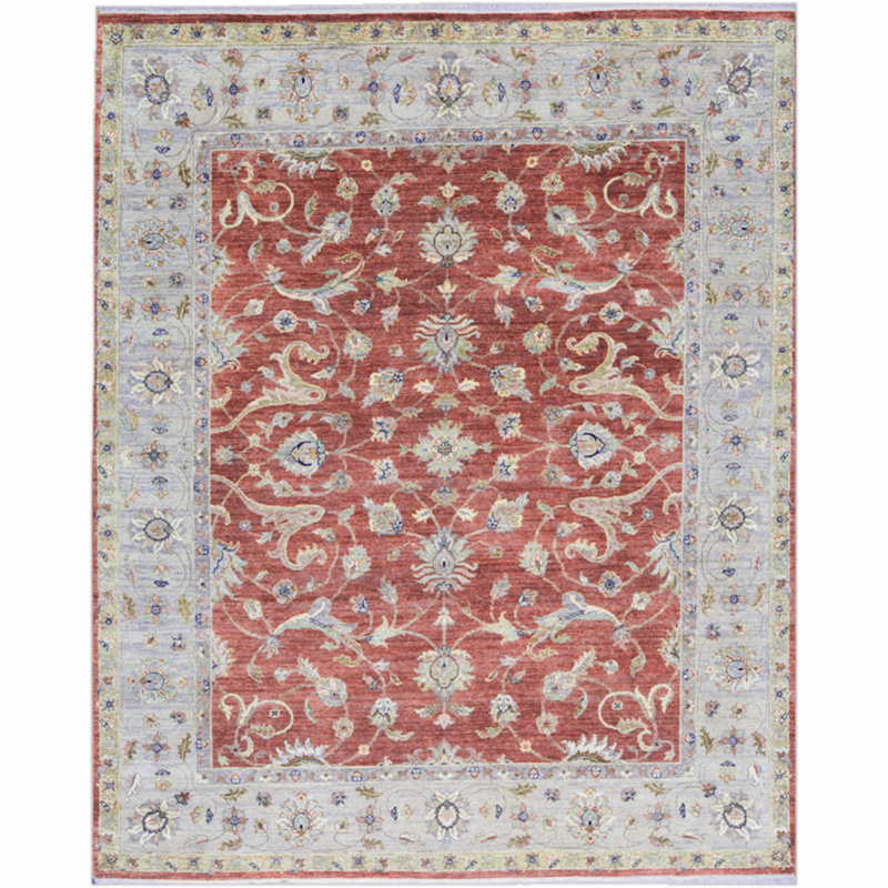 Tapis rouille et beige noué à la main de haute qualité