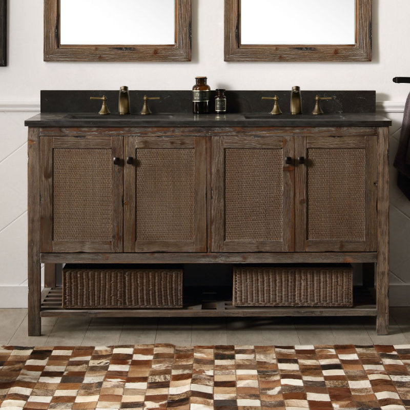 Aamna 60'' Double Bathroom Vanity with Marble Top