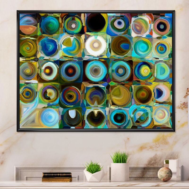«Colorful Colorful Green and Turquoise Element», reproduction sur toile flottante, Cadre noir, H 16 po x l 32 po x P 1 po