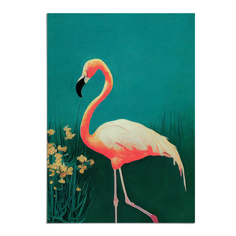 Walking Flamingo - Wall Art, Paper, 29.7cm H x 21cm W, No Matte