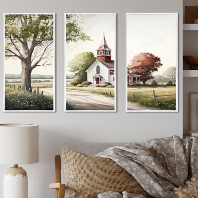 Church In Country Town VII " Church In Country Town VII " 3 Piece Art Mixed Media Print