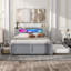 Wood Storage Platform Bed With LED, 2 Drawers And 1 Twin Size Trundle-1721292776