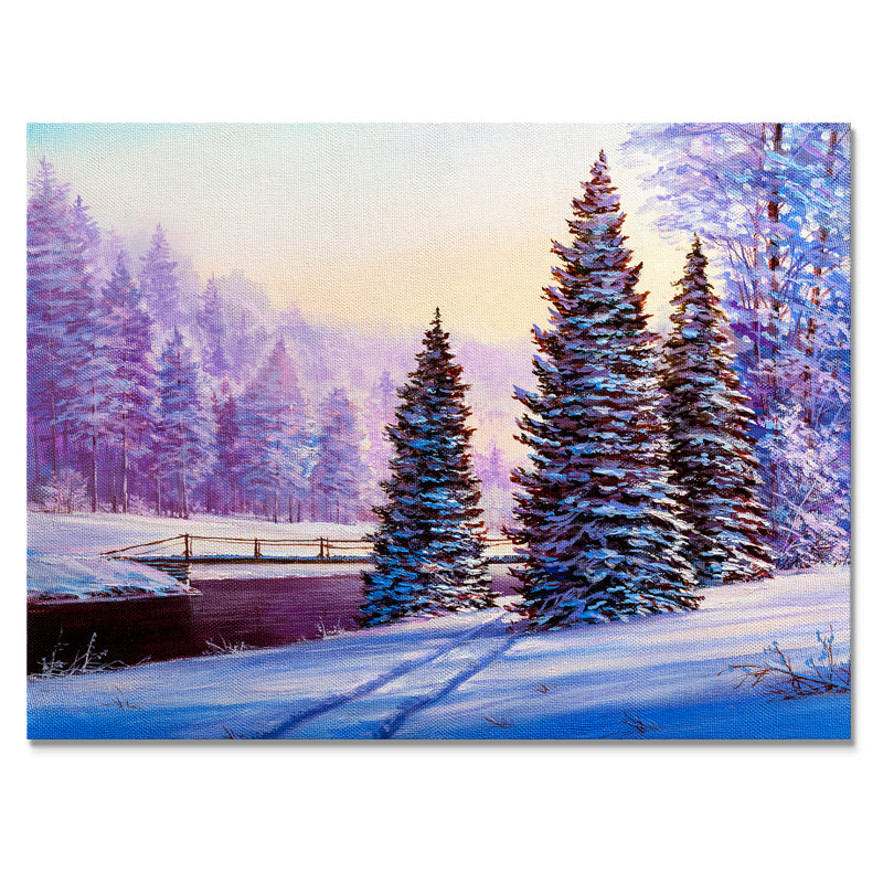 Sunshine Through Snowy Winter Landscape Vi - reproduction d'art sur toile, H 30 po x l 40 po x P 1,5 po, Toile tendue