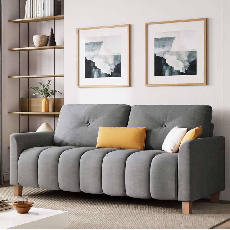 67" Sofa Couch With Armrest, Gray