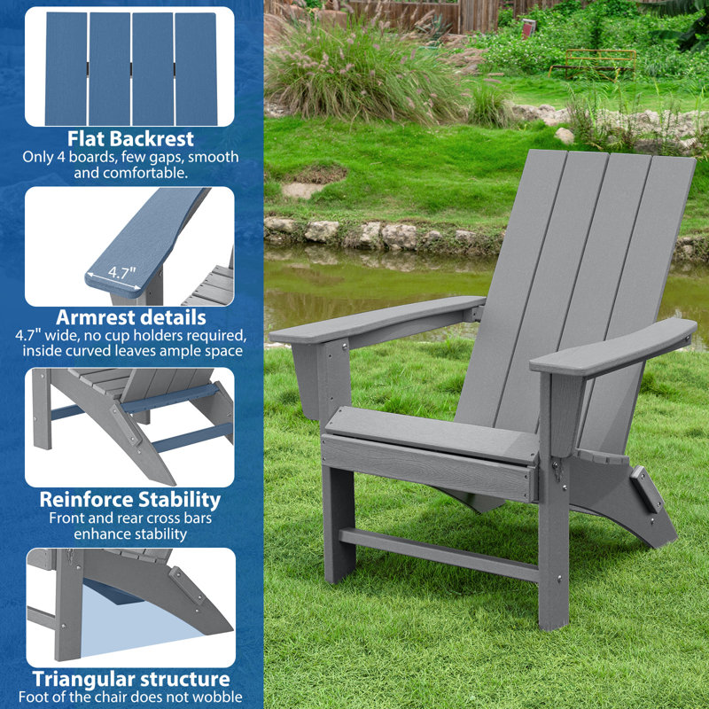 Chaise Adirondack pliante en PEHD Buvana, Gris
