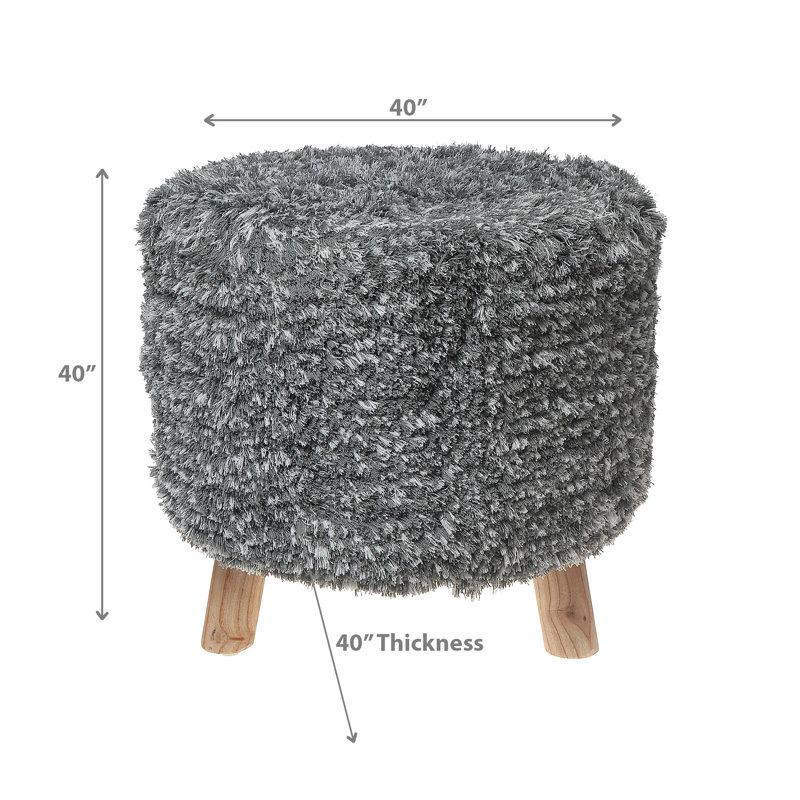Pouf en bois tissé à la main, Gris