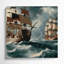 Transportation Pirate ships and maritime adventure Green Canvas Wall Art-632032005