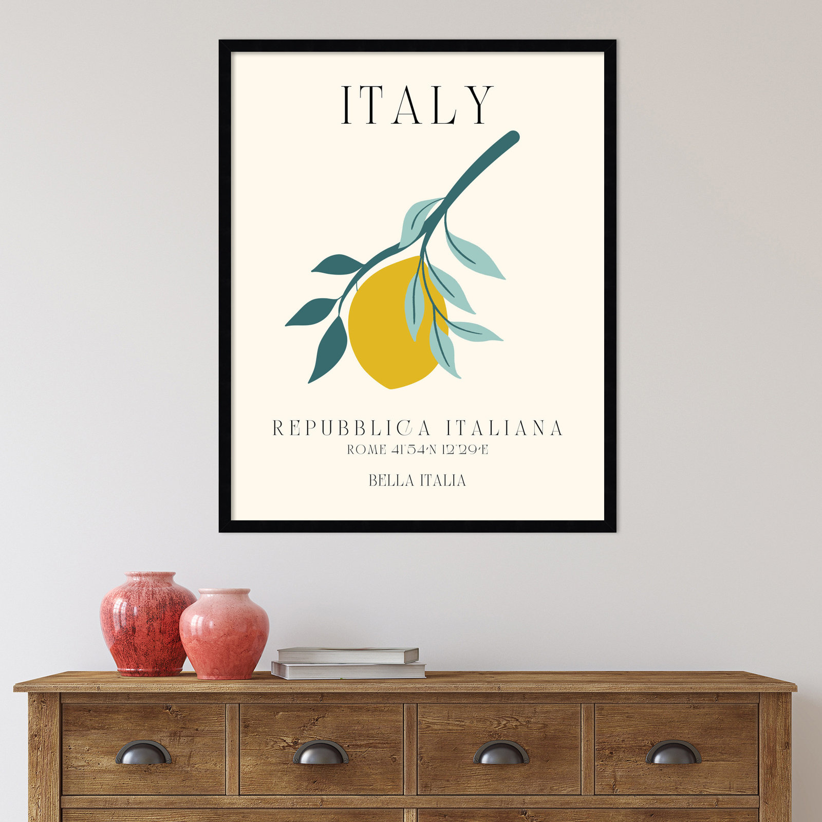 Mirando "Italy Travel Poster" Print, Black Framed, 27" W x 33" H x 1" D