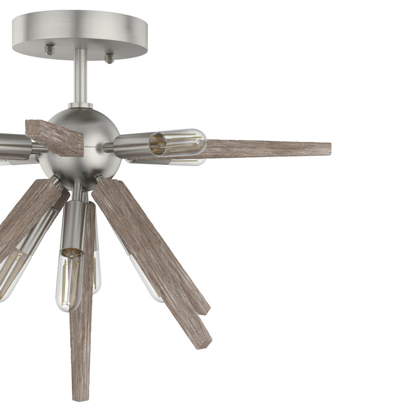 Hunter Jupiter Star 8 Light Semi-Flush Mount Ceiling Light Fixture, Brushed Nickel