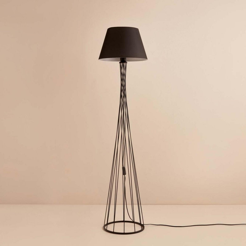 Elegant Floor Lamp, Black Fabric Shade, 56.7 inches Tall | Sturdy 100% Metal Frame | 15.0 inches Diameter Shade | E27 Socket, Max 40W | Perfect for Living Room, Bedroom, or Office | Modern & Stylish Lighting Solution