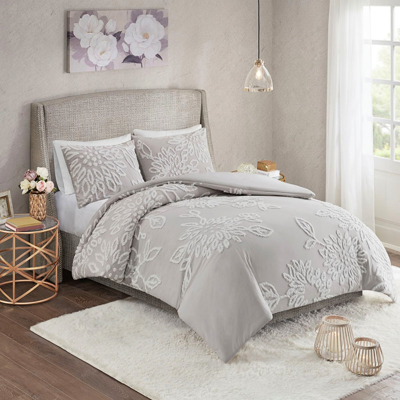 Housse de couette en chenille de coton pour très grand / très grand lit