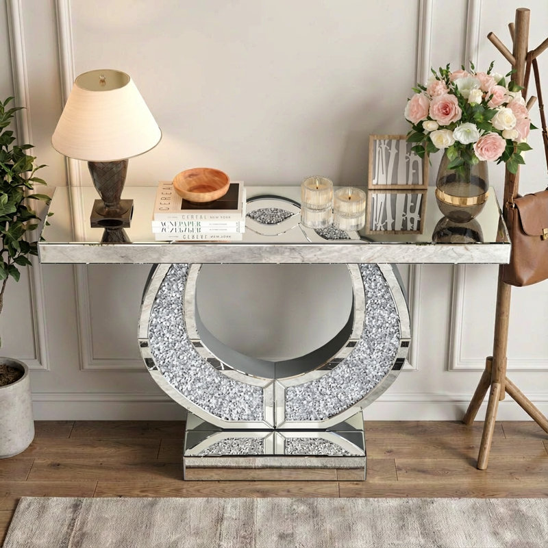 45.27 " W Glass Top Console Table
