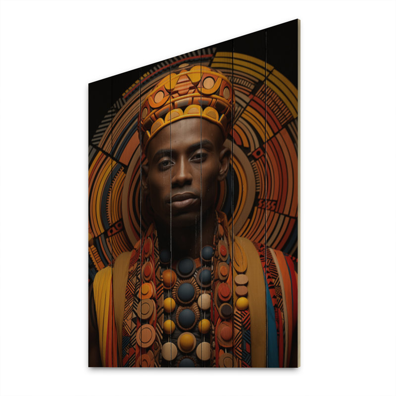 Motif tribal africain Léchère III sur bois, H 32 po x l 24 po x P 0,78 po