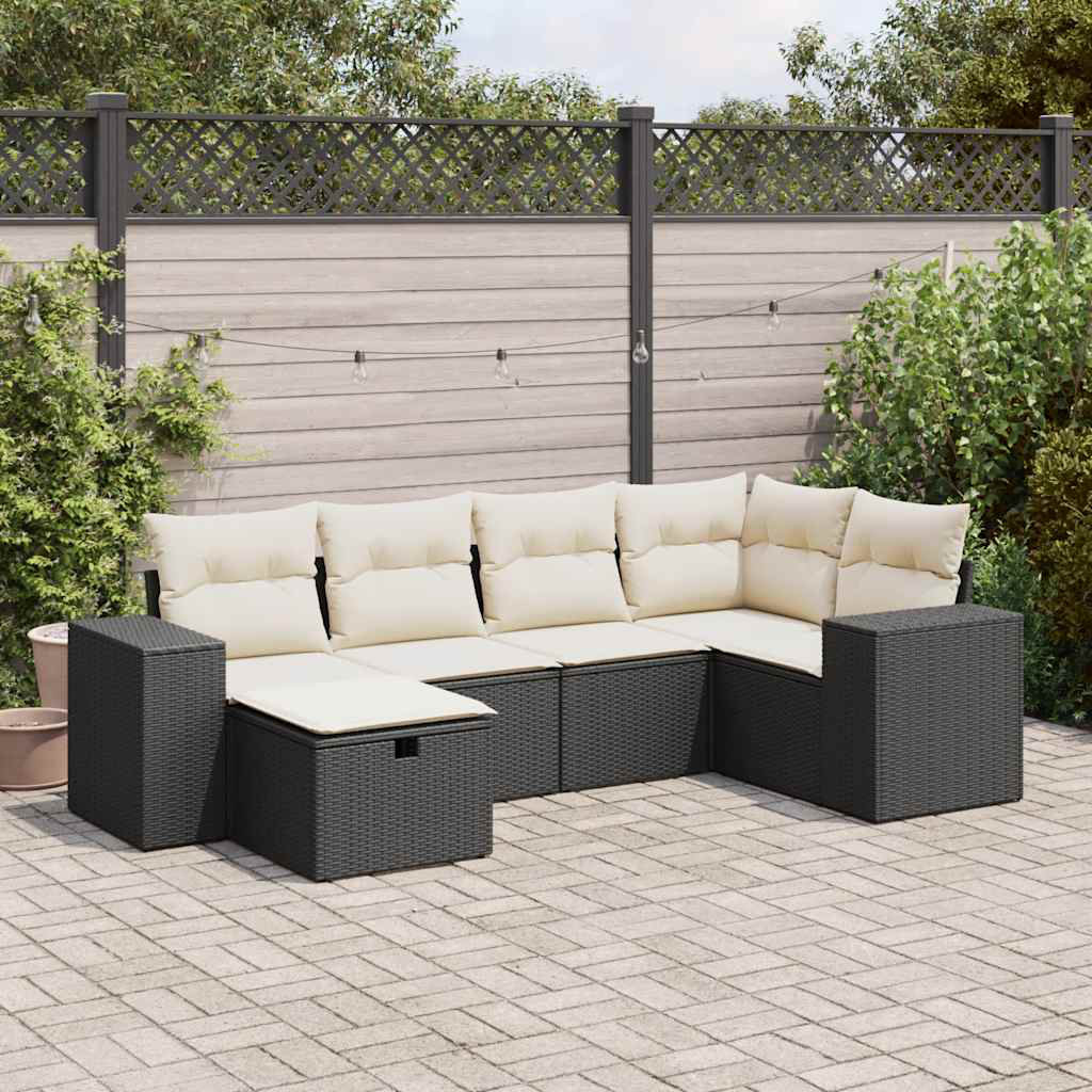 Vidaxl 6-Tlg. Garten-Sofagarnitur Mit Kissen Beige Poly Rattan