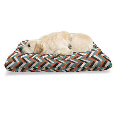 Lit pour animal de compagnie Ambesonne Mid Century, motif à chevrons dans des couleurs rétro, conception simple et amusante de carrelage mosaïque classique