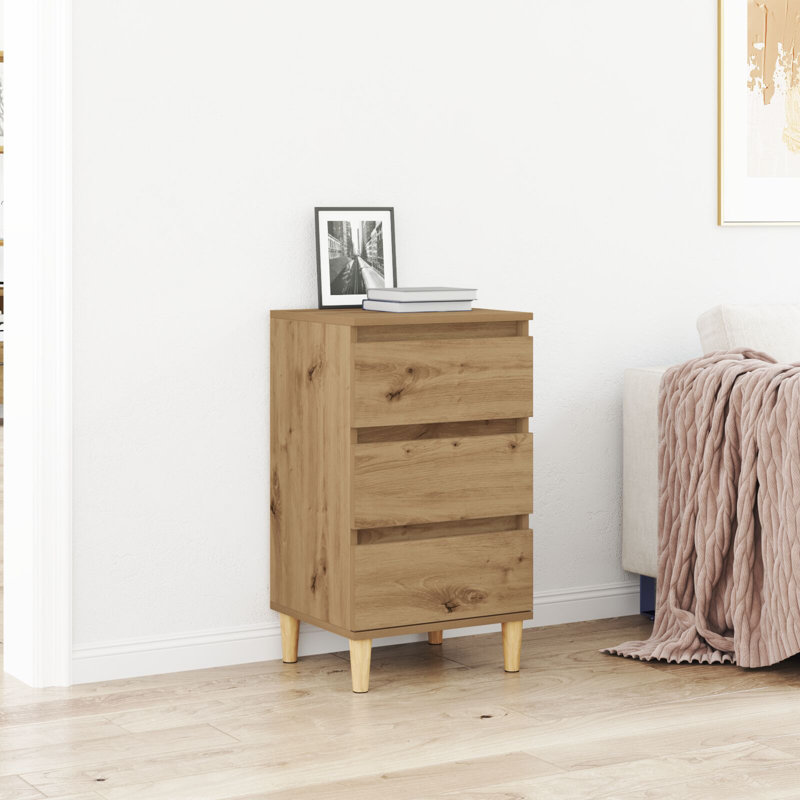Bedside Cabinet Reclaimed Wood Medium Bedside Table, Artisan Oak