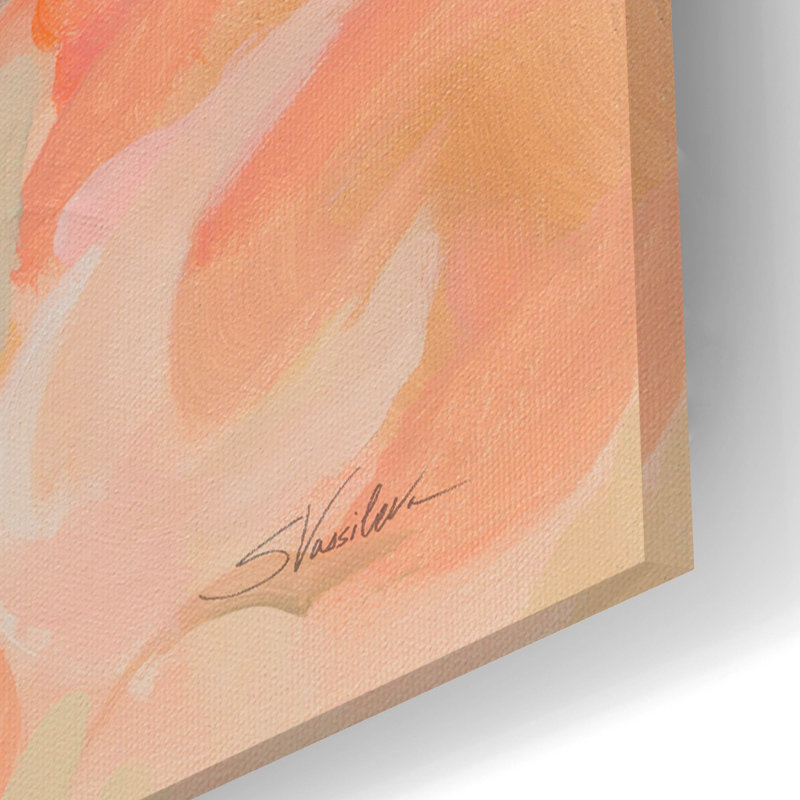 «Peach Pink Floral» par Silvia Vassileva, art mural en verre acrylique, H 16 po x l 24 po
