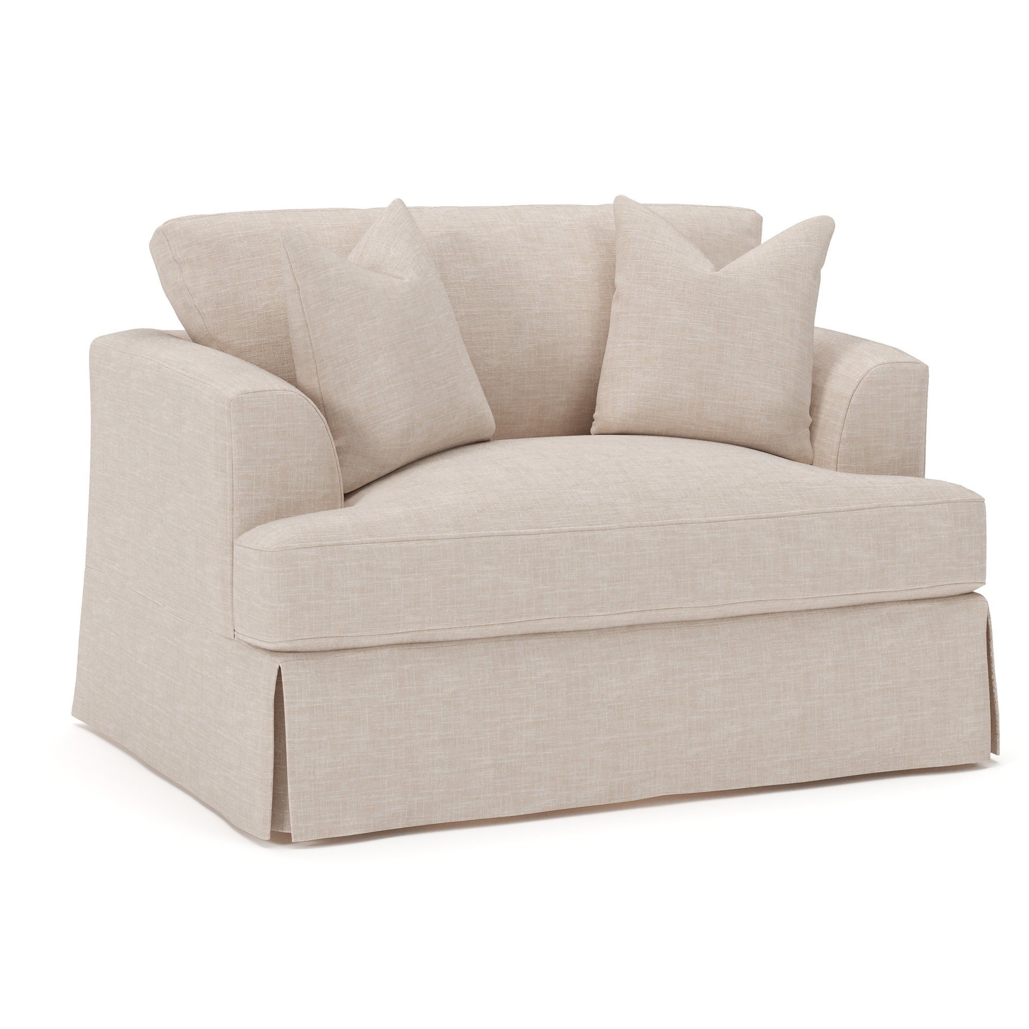 Lucia Slipcovered Chair and a Half, Lena Sand Performance Linen Blend