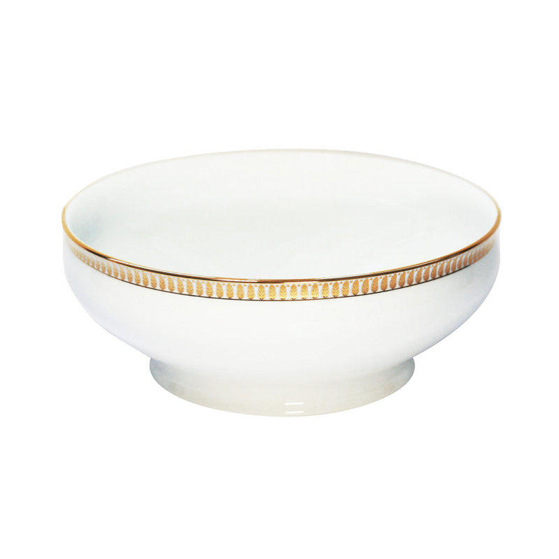 Plumes Porcelain Salad Bowl, Gold