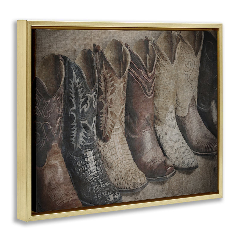 Art texturé sur toile flottante Texan, 25" H x 31" W, Cadre flottant métallique doré