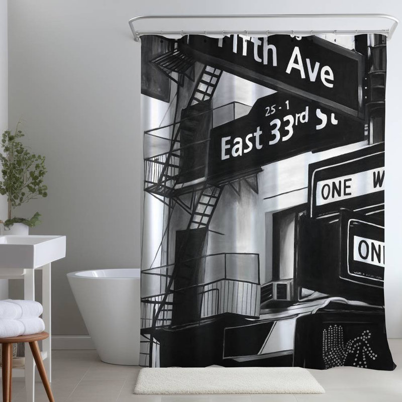 Shower Curtain TY17 – Polyester Shower Curtain, Dye Sublimation Print, 71" W × 74" L