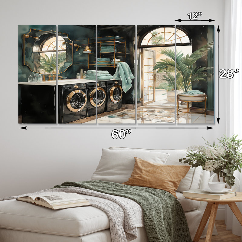Laundry Room Art Deco I sur toile, 5 pièces