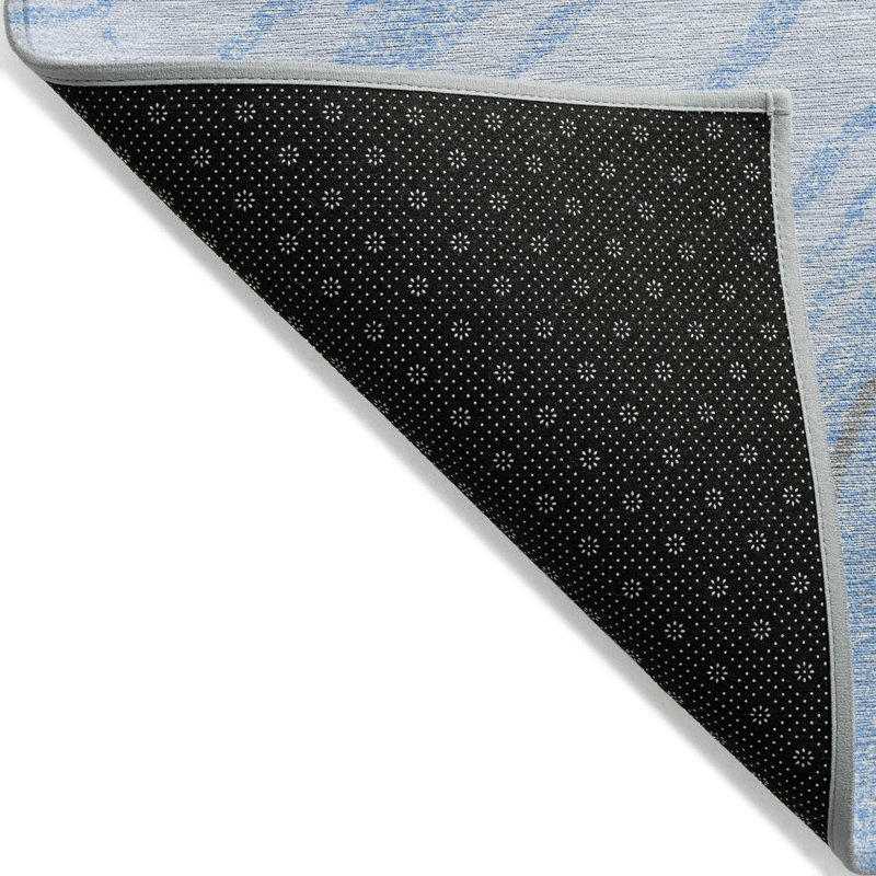 Sky Blue Synthetic Flat Woven Washable 10' x 14' Rug