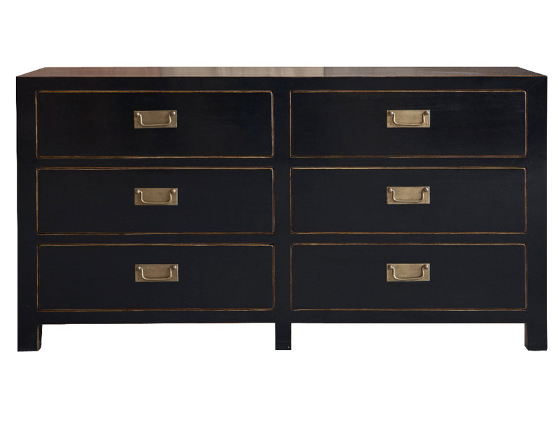 150cm W 6 - Drawer Chest of Drawers, Black