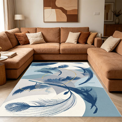 Tapis bleu sarcelle Feather