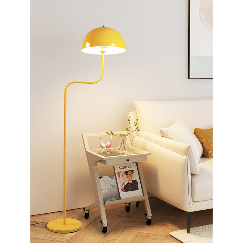 Lampe sur pied en fer moderne et minimaliste, Jaune