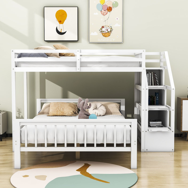 Duky Kids Twin Over Full Bunk Bed, White